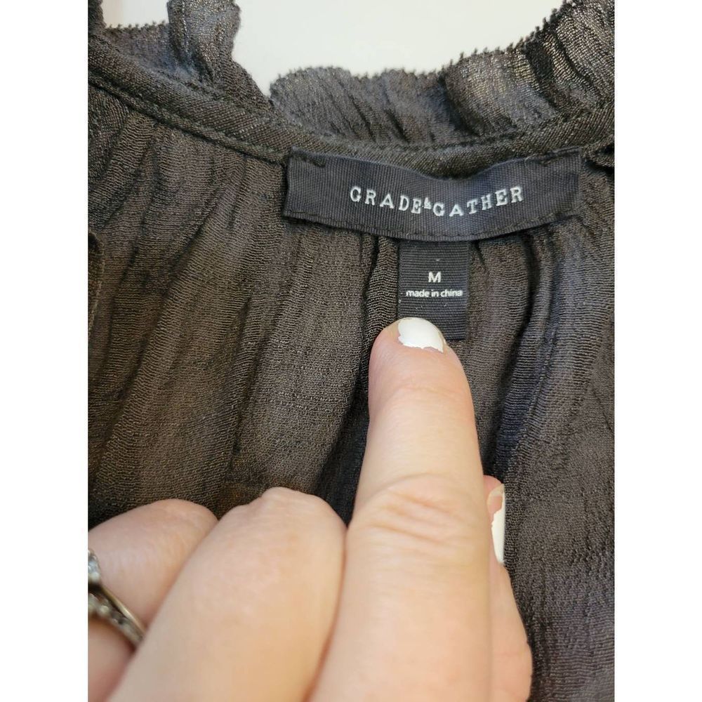 Grade & Gather Size M Flutter Sleeve Blouse Coal - image 4